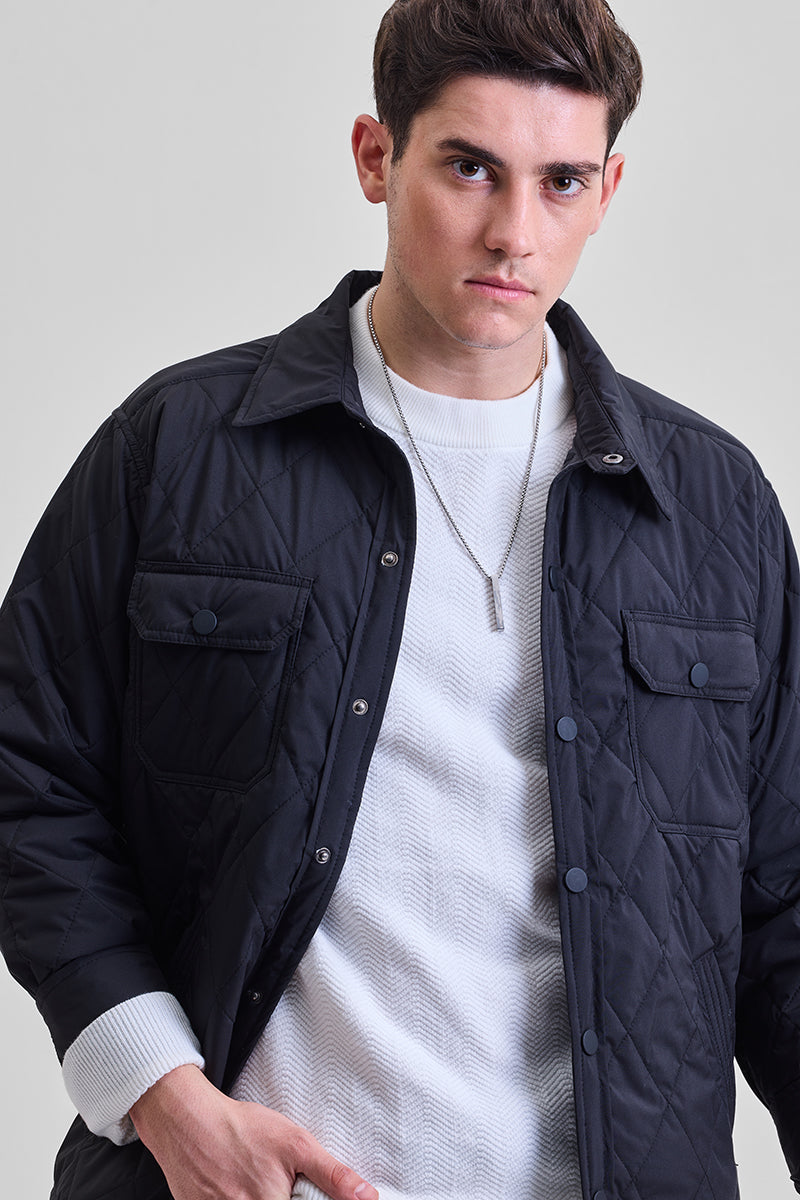 Black Double Pocket Relaxed Fit Jacket