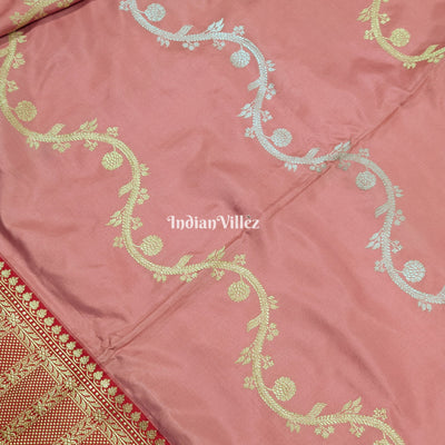 Baby Pink Thread Work Banarasi Katan Silk Saree