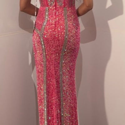 Sequin Fitted Sleeveless Slit Gown by Jovani 44637