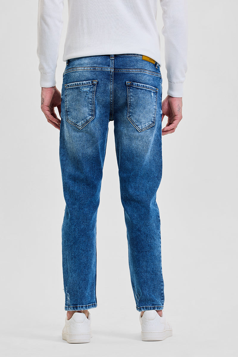 Blue Distressed Skinny Fit Jeans