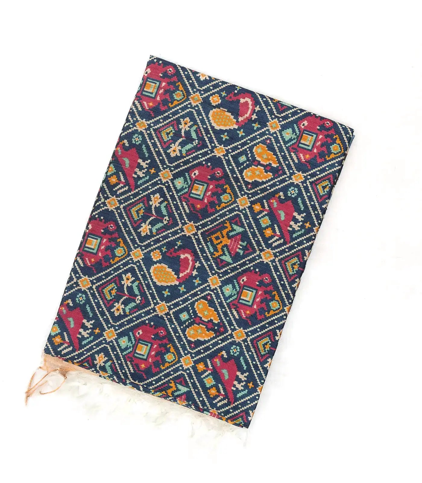 Dark Grey Handwoven Tussar Silk Saree With Ikat Printed Motifs