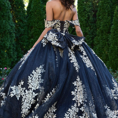Jovani 44900 Long Floral Applique Quinceanera Dress