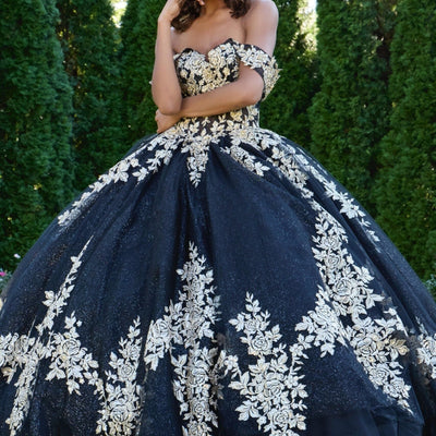 Jovani 44900 Long Floral Applique Quinceanera Dress