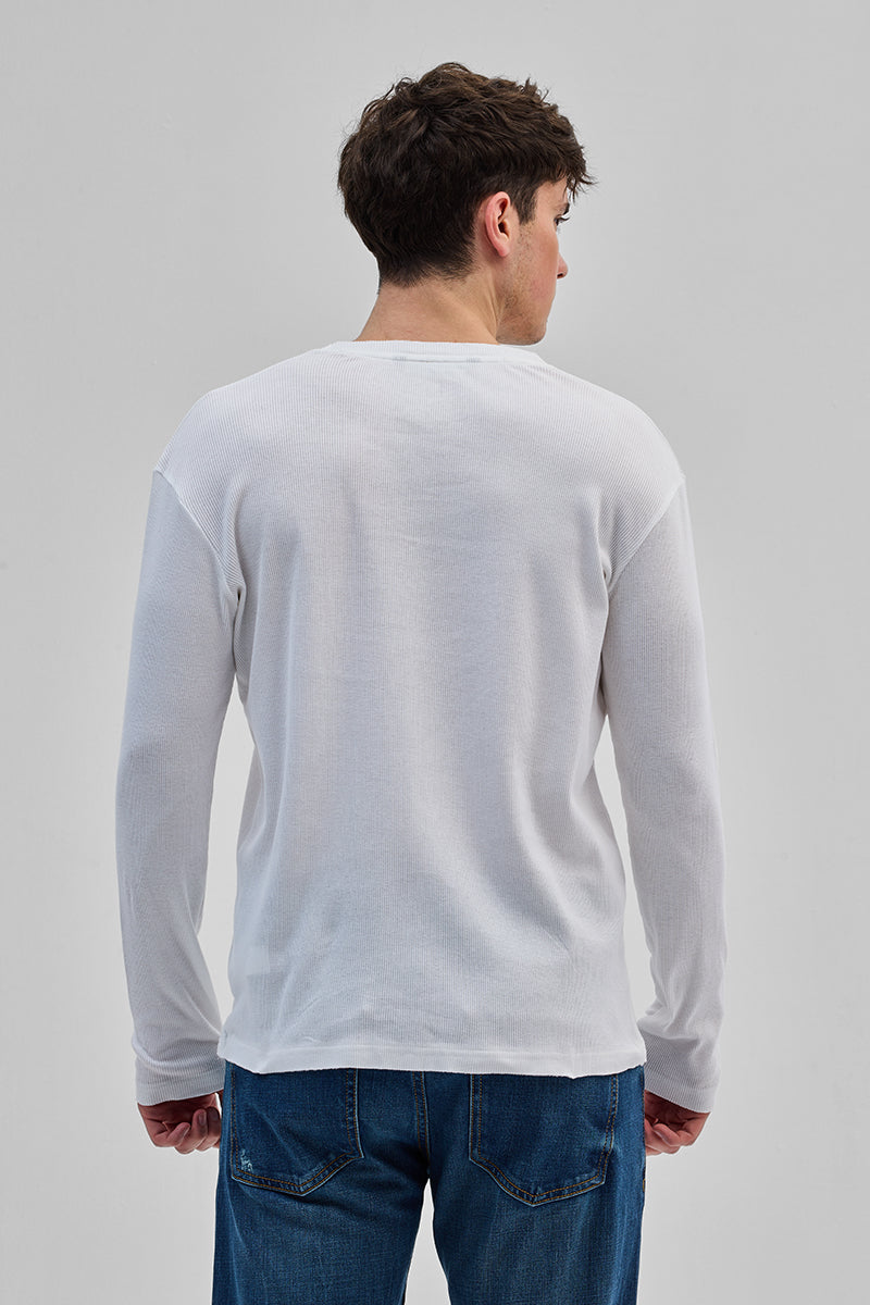 White Textured Sweatshirt