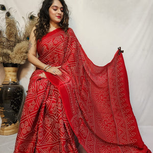 Modal Silk Bandhani Print Saree