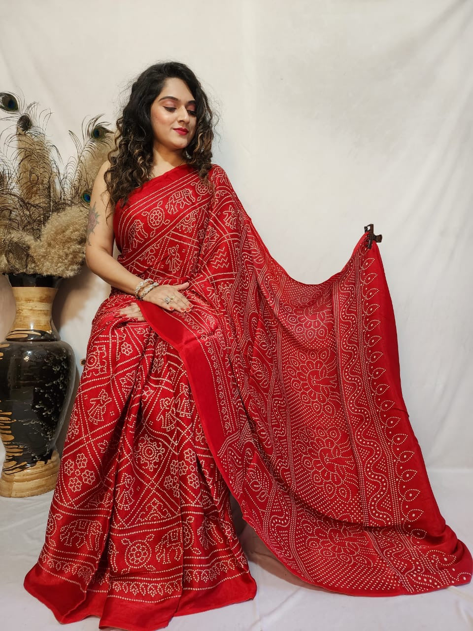 Modal Silk Bandhani Print Saree