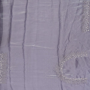 Lilac Woven Satin Saree With Embroidered Floral Motifs