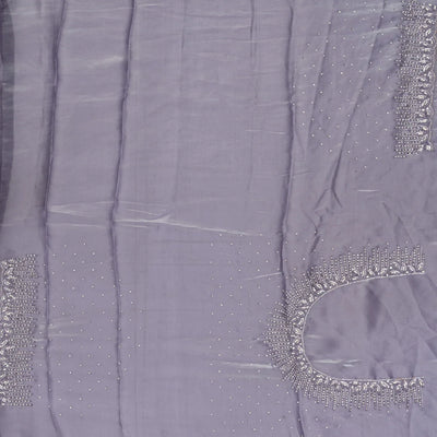 Lilac Woven Satin Saree With Embroidered Floral Motifs
