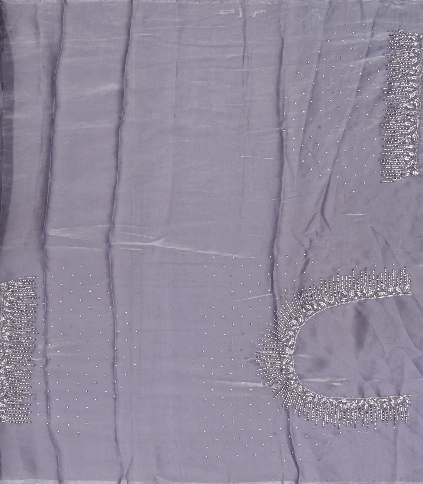 Lilac Woven Satin Saree With Embroidered Floral Motifs