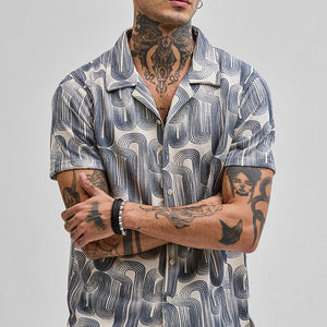 Blue Abstract Box Fit Shirt