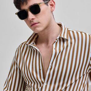 Brown Stripes Slim Fit Shirt