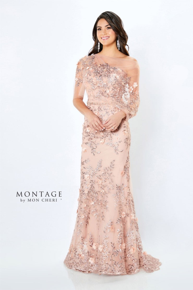 Montage 118961 Long Metallic Lace Evening Mother of the Bride Dress