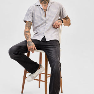 Cream Box Fit Stripes Shirt