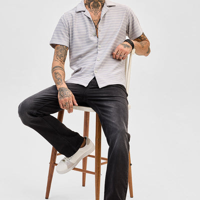 Cream Box Fit Stripes Shirt