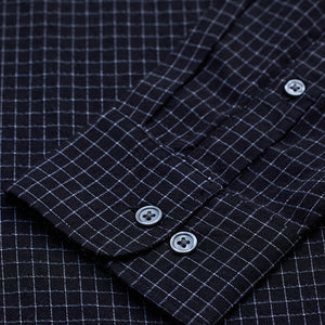 Black Mini Checks Slim Fit Shirt
