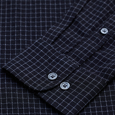 Black Mini Checks Slim Fit Shirt