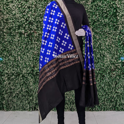 Navy Blue Pasapali Pure Sambalpuri Silk Dupatta