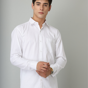 Frankshirt White Solid Tailored Fit Cotton Casual Shirt for Man