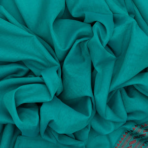 Cyan Handloom Bengal Cotton Saree With Grey Border
