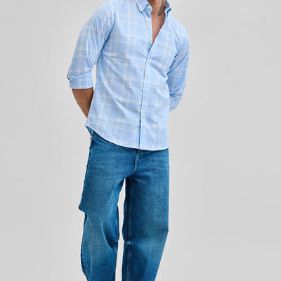Light Blue Checks Oxford Shirt