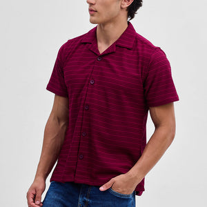 Red Textured Stripes Shirt