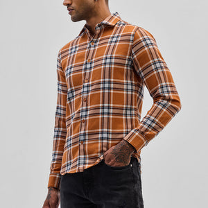 Orange Checks Slim Fit Shirt