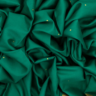 Sea Green Mysore Crepe Silk Saree With Coin Buttas & Navy Blue Zari Border