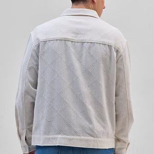 White Geometric Overshirt