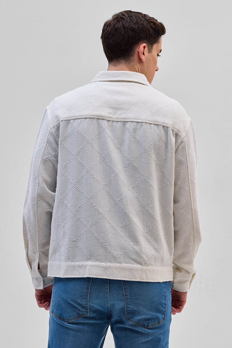 White Geometric Overshirt