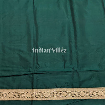 Forest Green Floral Motif Designer Meenakari Banarasi Silk Saree