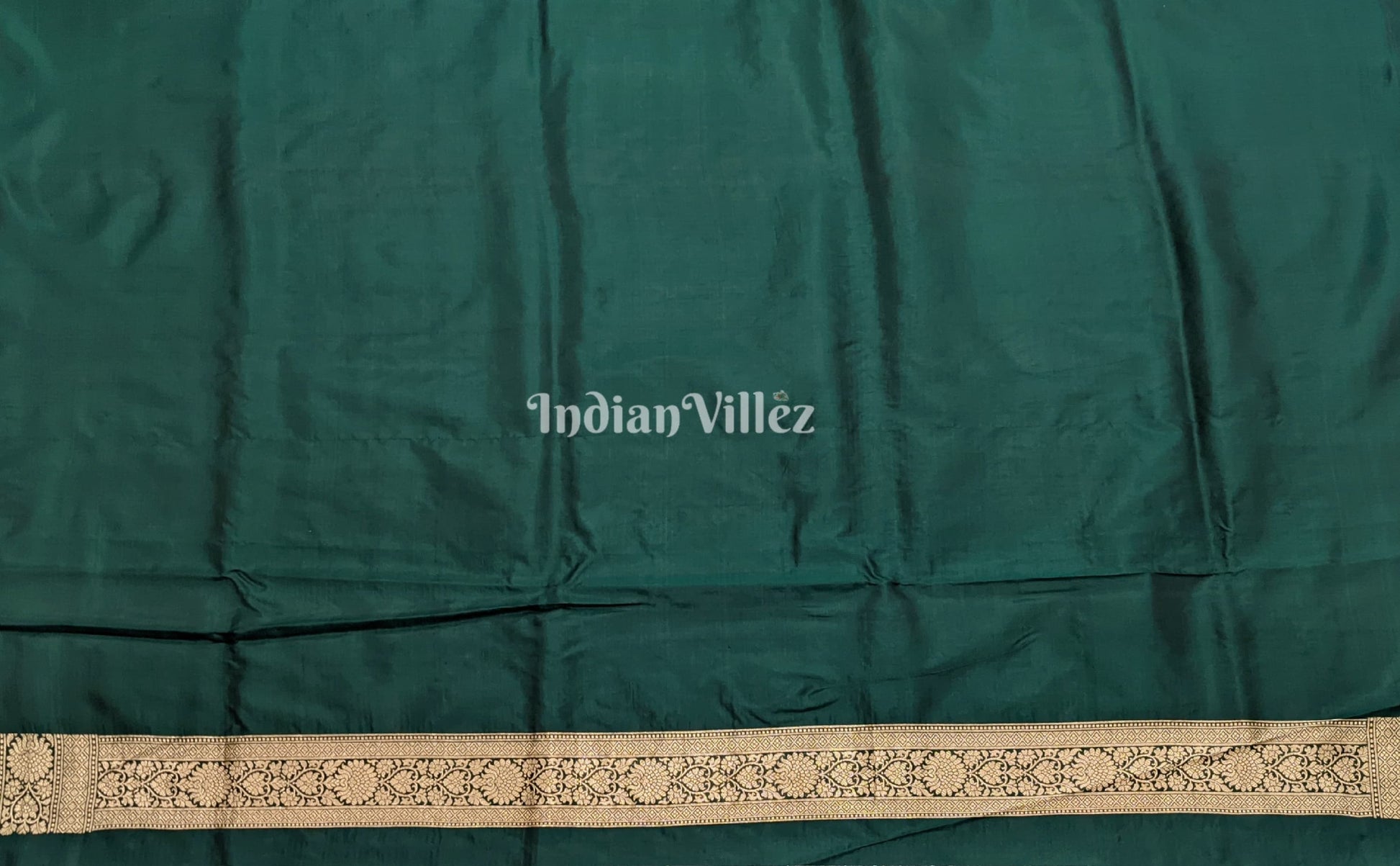 Forest Green Floral Motif Designer Meenakari Banarasi Silk Saree