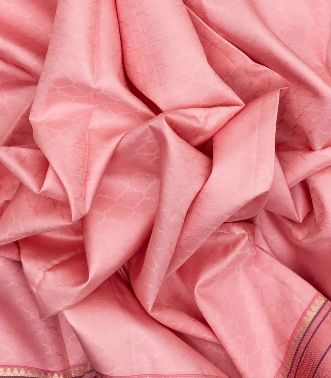 Bubblegum Pink Handloom Kanchipuram Silk Saree With Jaal Motifs