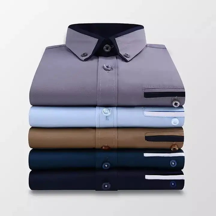 Down Collar Cotton Blend Solid Shirt For Man (Bottle Green)