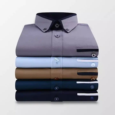 Down Collar Cotton Blend Solid Shirt For Man (Cream)