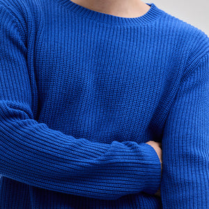 Dark Blue Fisherman Knit Sweater