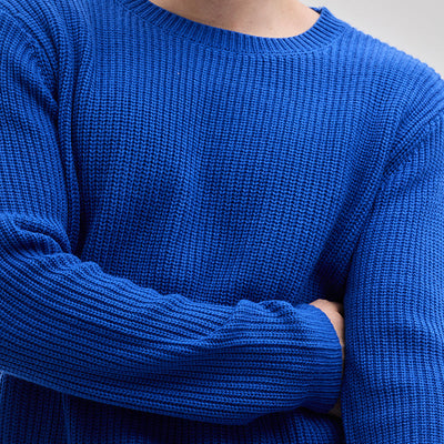 Dark Blue Fisherman Knit Sweater