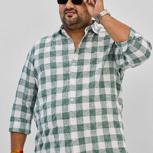 Green Checks Linen Blend Shirt