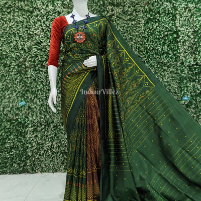 Green Yellow Designer Odisha Ikat Contemporary Silk Saree