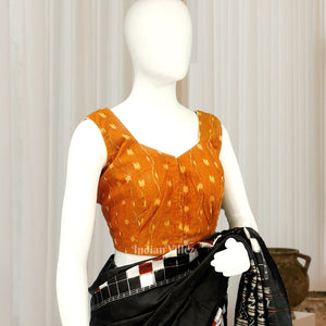 Orange Tipa Design Odisha Ikat Sambalpuri Cotton Blouse