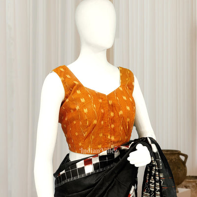 Orange Tipa Design Odisha Ikat Sambalpuri Cotton Blouse