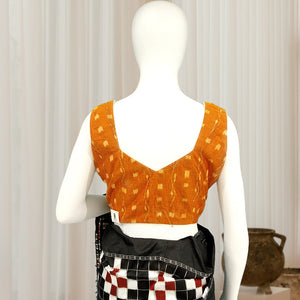 Orange Tipa Design Odisha Ikat Sambalpuri Cotton Blouse