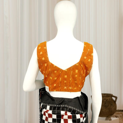 Orange Tipa Design Odisha Ikat Sambalpuri Cotton Blouse