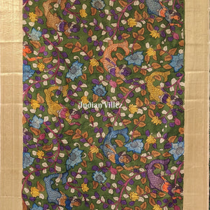 Multicolour Hand Painted Kanjivaram Silk Kalamkari Saree