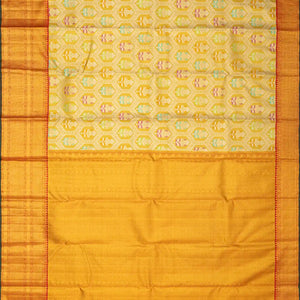 Gold Handloom Kanchipuram Tissue Silk Saree With Meena Floral Motifs
