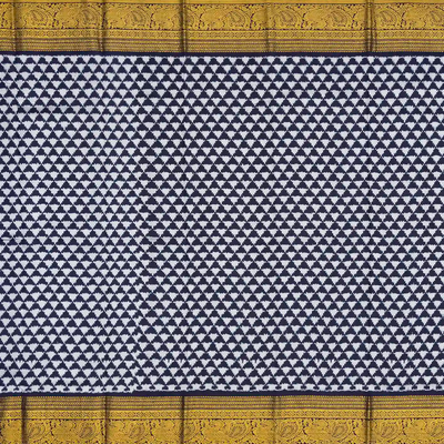 Light Blue Handloom Kanchipuram Korvai Silk Saree Printed With Floral Motifs