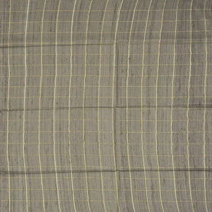 Grey Handwoven Dupion Silk Saree With Printed Chevron Motifs