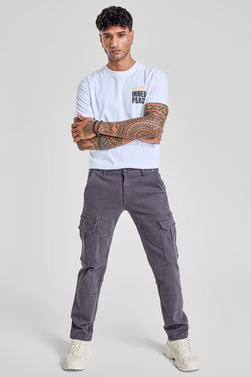 Grey Slim Fit Cargo Jeans