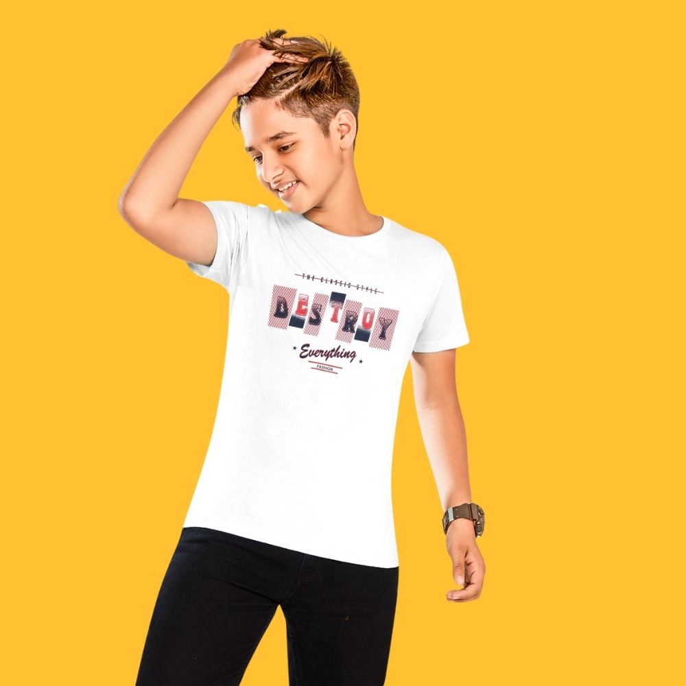 BLACKTREE(THHOR Series) ROUND NECK REYON White TEES FOR KIDS