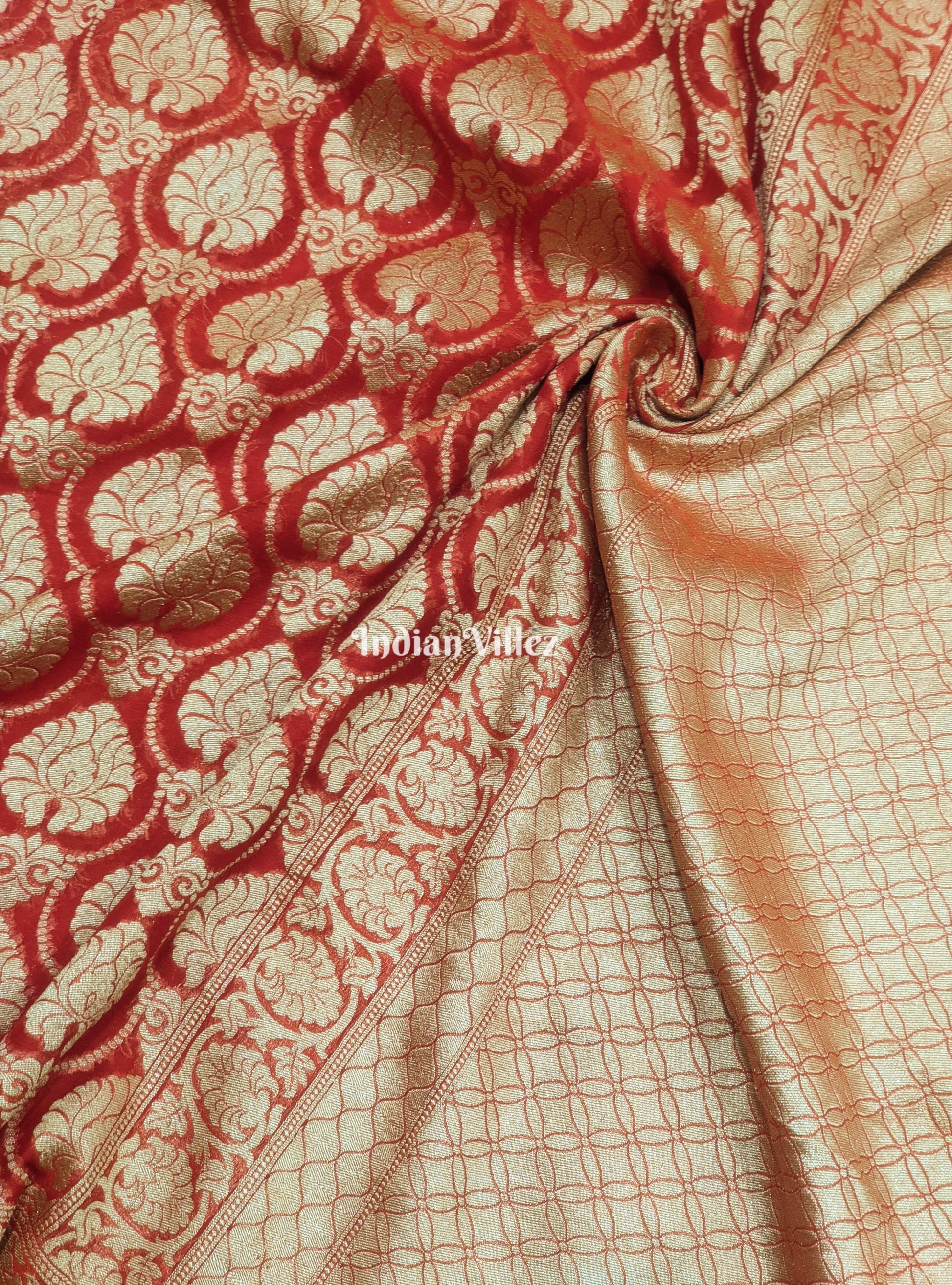 Red Pure Banarasi  Khaddi Georgette Saree