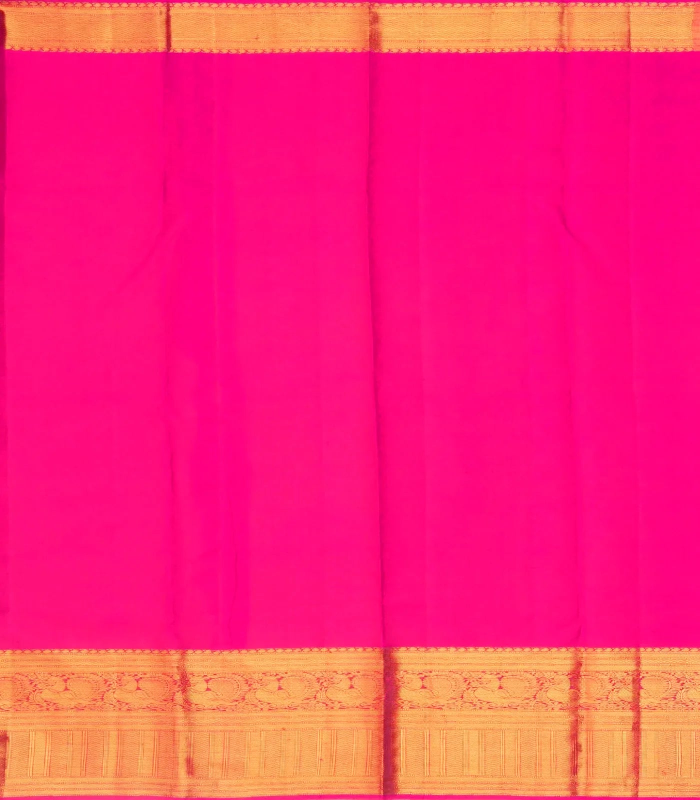 Hot Pink Handloom Kanchipuram Silk Saree With Meena Floral Motifs